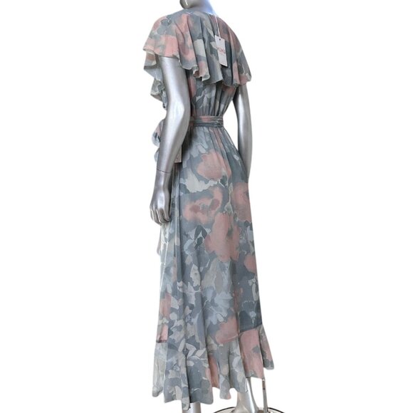 Show Me Your Mumu Jess Green Floral Ruffle Wrap Midi Dress XS - Picture 7 of 13